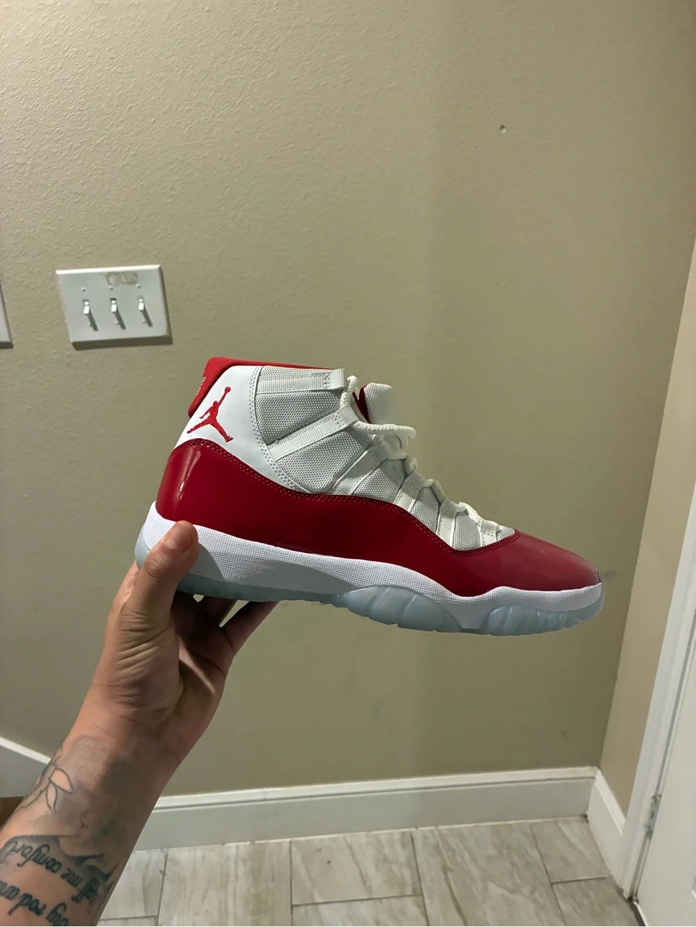 Jordan Men’s Sneakers in Red, White, and Gray